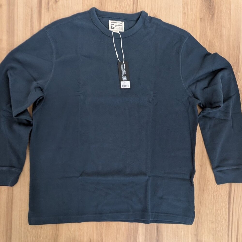 NWT Bearbottom Clothing Thermal Knit Crew Sweatshirt Navy XXL Waffle Pullover